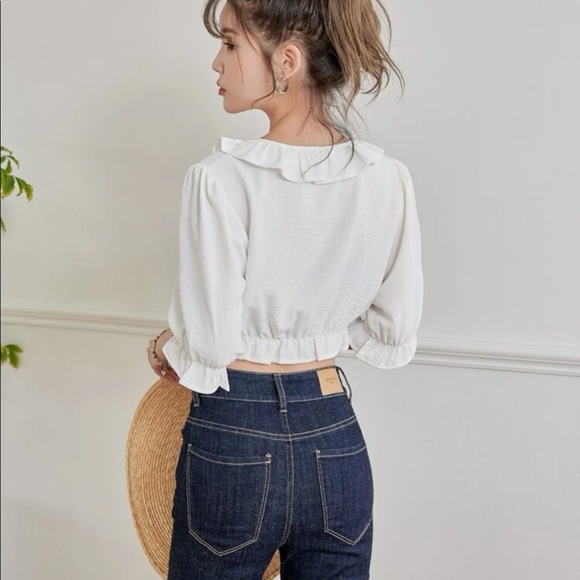 white ruffle blouse - Picture 2 of 5